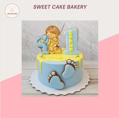 Bánh fondant Trang trí sáng tạo, bắt mắt bánh sinh nhật 1 tuổi cho bé trai